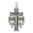 Sterling Silver Crucifix Cross Pendant with High Relief Jesus and Caravaca Style Details
