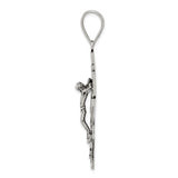 Sterling Silver Caravaca Crucifix Cross Pendant with Raised Relief Jesus and Angels