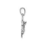 Sterling Silver Crucifix Cross Pendant with Angel Wing and INRI Detail , Gothic Christian Jewelry