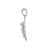 Sterling Silver Crucifix Cross Pendant with INRI Jesus, Angel Wings, and Beveled Edges