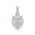 Sterling Silver Crucifix Cross Pendant with INRI Jesus, Angel Wings, and Beveled Edges