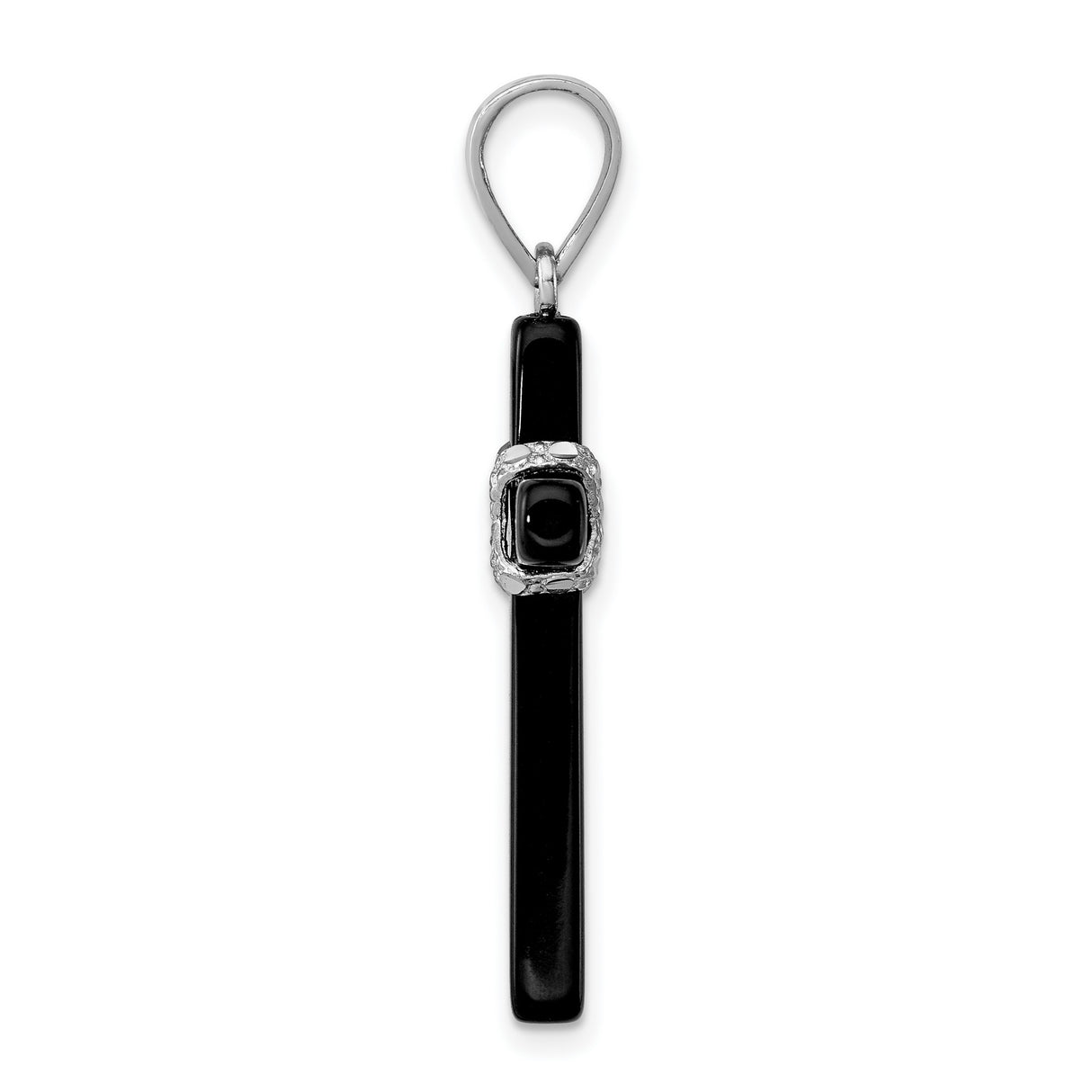 Sterling Silver Cross Pendant with Onyx, Modern Black and Gold Accents, Unisex Spiritual Jewelry