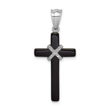 Sterling Silver Cross Pendant with Onyx, Modern Black and Gold Accents, Unisex Spiritual Jewelry