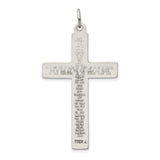 Sterling Silver Cross Pendant with Matte Satin Finish and Milled Border Religious Charm