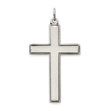 Sterling Silver Cross Pendant with Matte Satin Finish and Milled Border Religious Charm