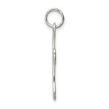 Sterling Silver Cross Pendant with Beveled Edge, Satin Finish, Flared Tips, and Openwork Design
