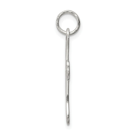 Sterling Silver Cross Pendant with Beveled Edge, Satin Finish, Flared Tips, and Openwork Design