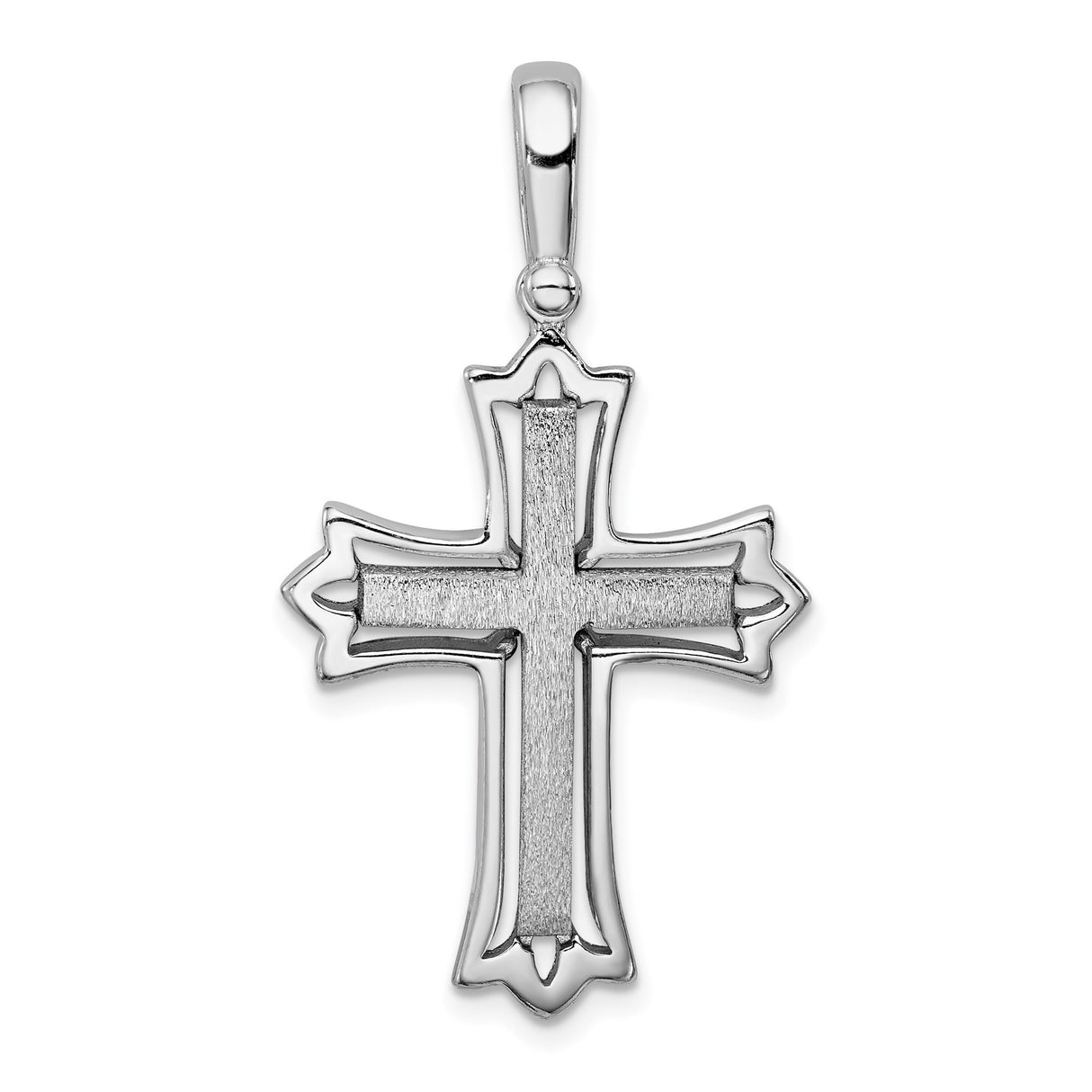 Sterling Silver Cross Pendant with Textured Brushed Finish, Modern Gothic Style Charm