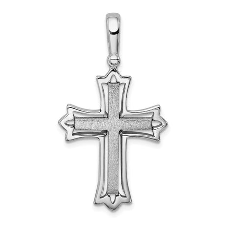 Sterling Silver Cross Pendant with Textured Brushed Finish, Modern Gothic Style Charm