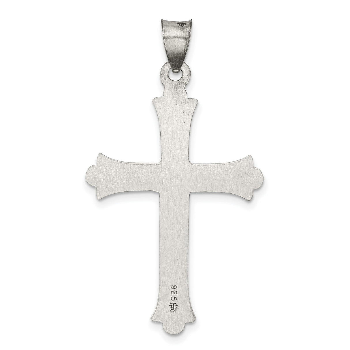 Antiqued, Polished and Brushed Latin Cross Charm Pendant in Real 925 Sterling Silver