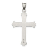 Antiqued, Polished and Brushed Latin Cross Charm Pendant in Real 925 Sterling Silver