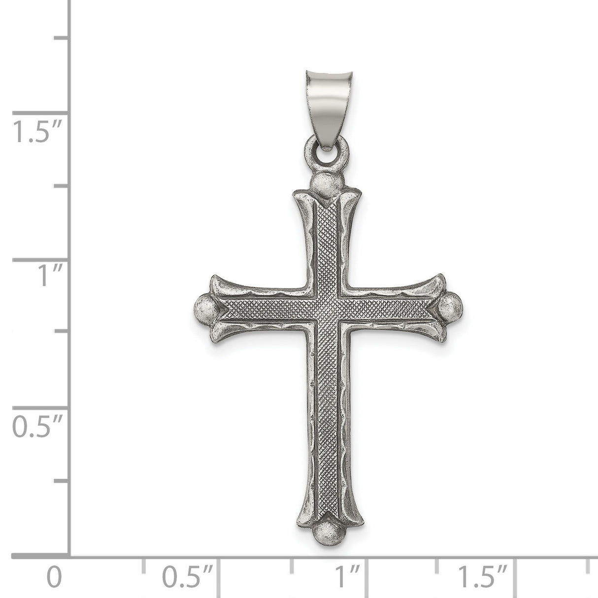 Antiqued, Polished and Brushed Latin Cross Charm Pendant in Real 925 Sterling Silver