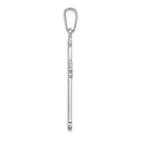 Sterling Silver Cross Pendant with Polished Finish and Fleur de Lis Design