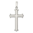 Sterling Silver Cross Pendant with Polished Finish and Fleur de Lis Design