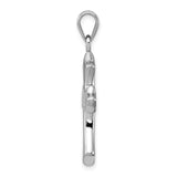 Sterling Silver Cross Pendant with Beveled Edges and Fleur de Lis Design