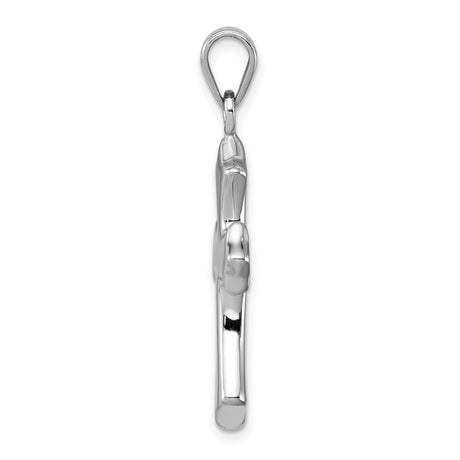 Sterling Silver Cross Pendant with Beveled Edges and Fleur de Lis Design