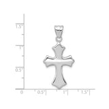 Sterling Silver Cross Pendant with Beveled Edges and Fleur de Lis Design