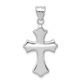 Sterling Silver Cross Pendant with Beveled Edges and Fleur de Lis Design