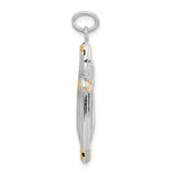 Sterling Silver Two Tone Cross Pendant with Diamond Cut Detailing, Teardrop Edge Design