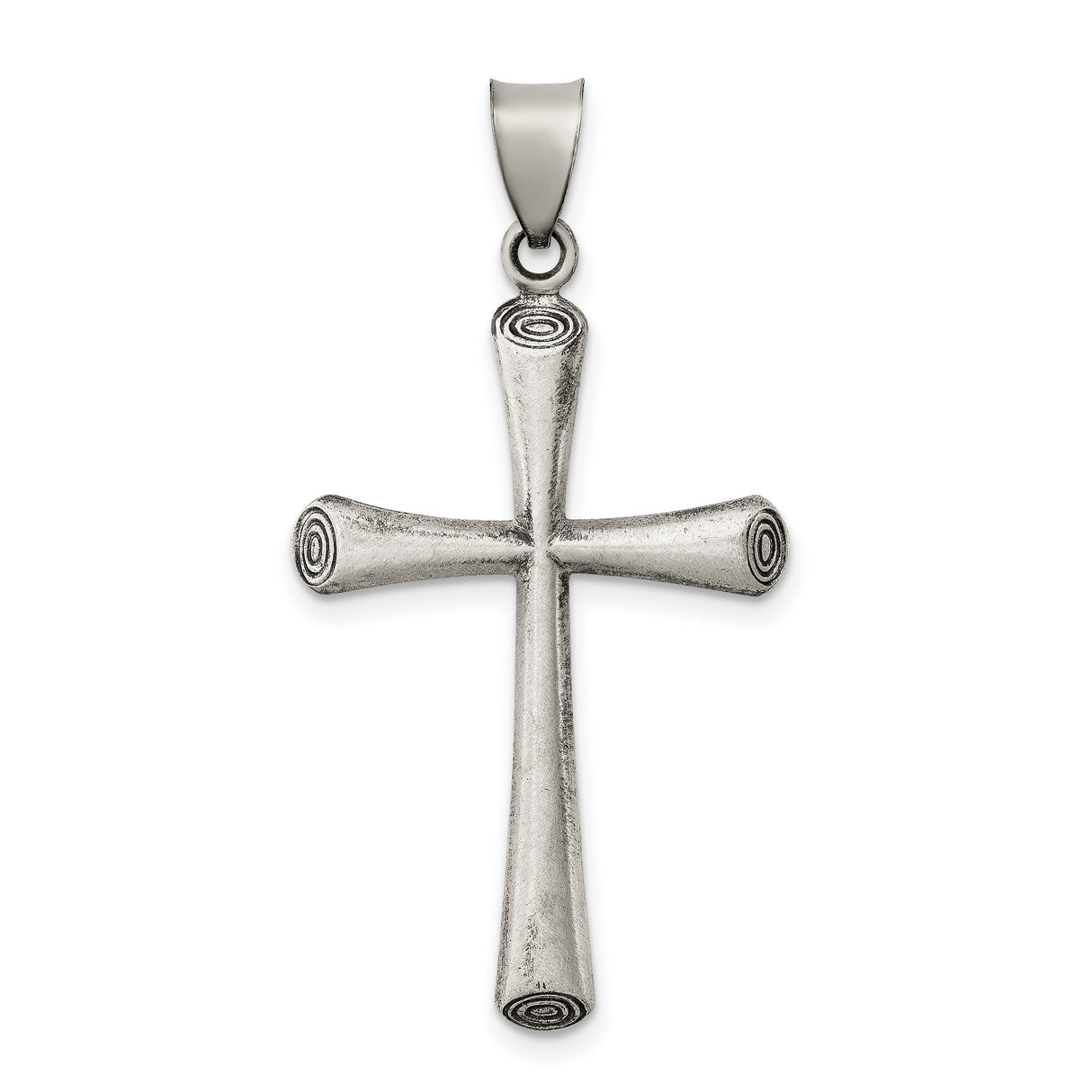 Antiqued and Brushed Latin Cross Charm Pendant in Real 925 Sterling Silver