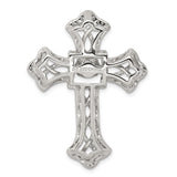 Sterling Silver Cross Pendant with Cubic Zirconia, Modern Stylized Dimensional Design