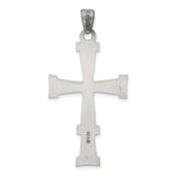 Antiqued, Polished and Brushed Latin Cross Charm Pendant in Real 925 Sterling Silver