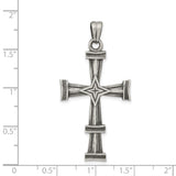 Antiqued, Polished and Brushed Latin Cross Charm Pendant in Real 925 Sterling Silver