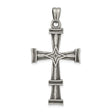 Antiqued, Polished and Brushed Latin Cross Charm Pendant in Real 925 Sterling Silver