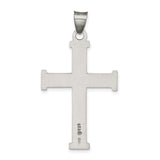 Sterling Silver Cross Pendant with Brushed and Polished Finish, Oxidized Latin Design, Vintage Style