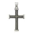 Sterling Silver Cross Pendant with Brushed and Polished Finish, Oxidized Latin Design, Vintage Style