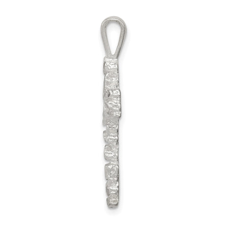 Sterling Silver Textured Cross Pendant with Diamond Cut Accents, Rugged Faith Design