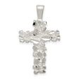 Sterling Silver Textured Cross Pendant with Diamond Cut Accents, Rugged Faith Design
