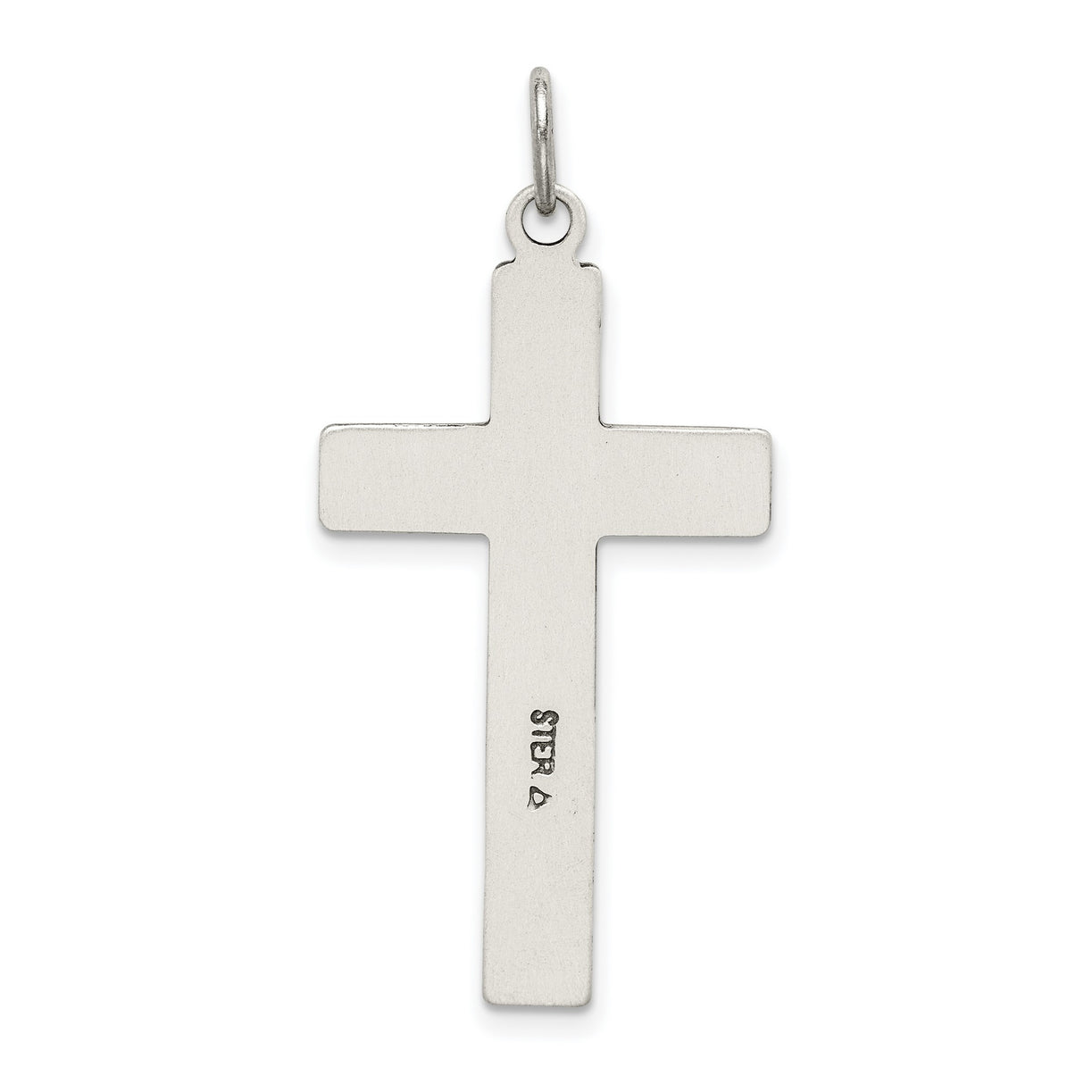 Antiqued & Satin Cross Charm Pendant in Real 925 Sterling Silver