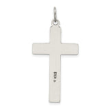 Antiqued & Satin Cross Charm Pendant in Real 925 Sterling Silver