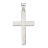 Sterling Silver Cross Pendant with Brushed and Polished Finish, Textured Abstract Design