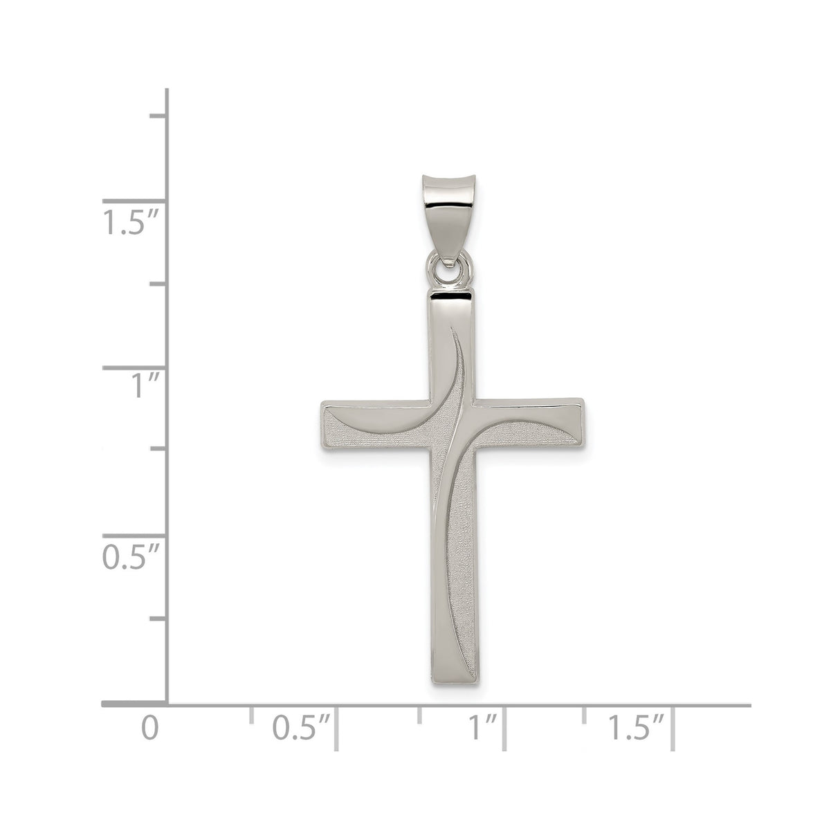 Sterling Silver Cross Pendant with Brushed and Polished Finish, Textured Abstract Design