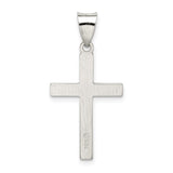 Sterling Silver Cross Pendant, Gold-Plated Brushed and Polished Finish, Modern Religious Style
