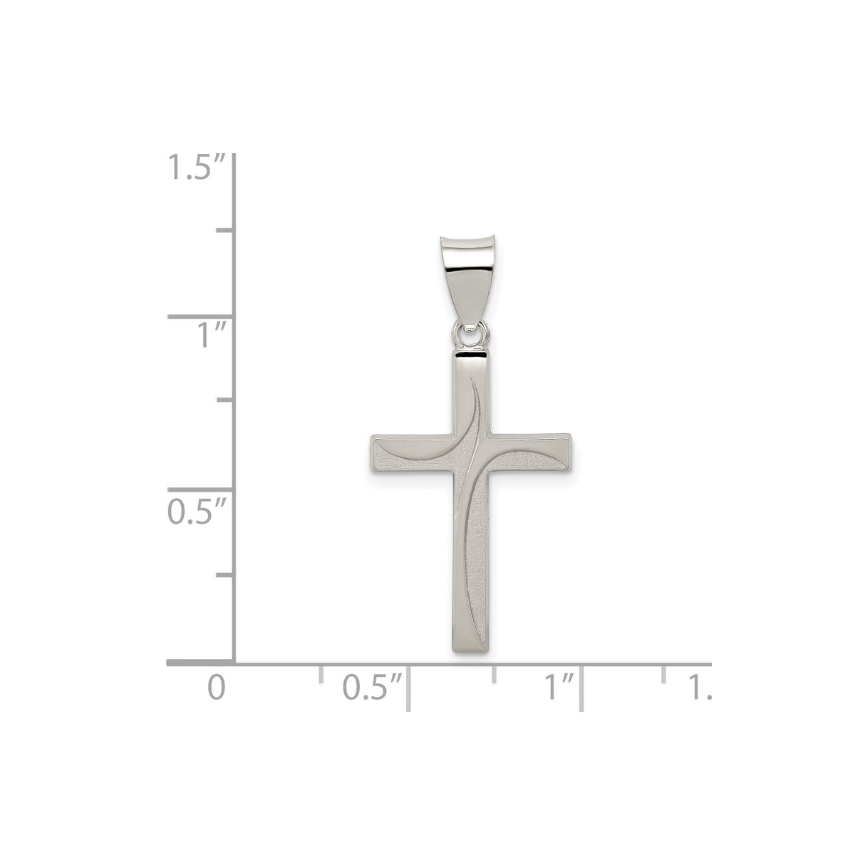 Sterling Silver Cross Pendant, Gold-Plated Brushed and Polished Finish, Modern Religious Style