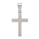 Sterling Silver Cross Pendant, Gold-Plated Brushed and Polished Finish, Modern Religious Style