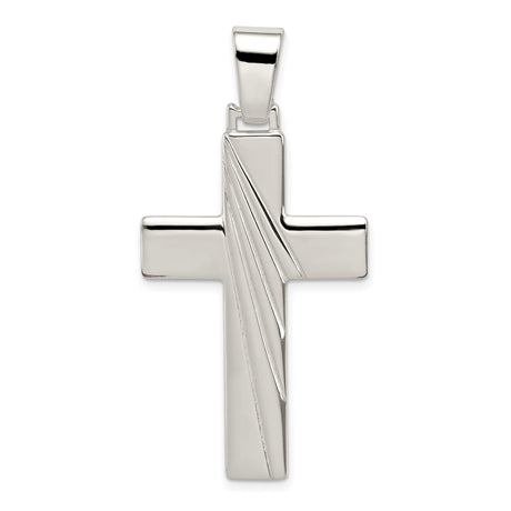 Sterling Silver Faith Pendant with Textured Cross, Unisex Spiritual Charm