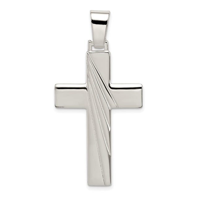 Sterling Silver Faith Pendant with Textured Cross, Unisex Spiritual Charm