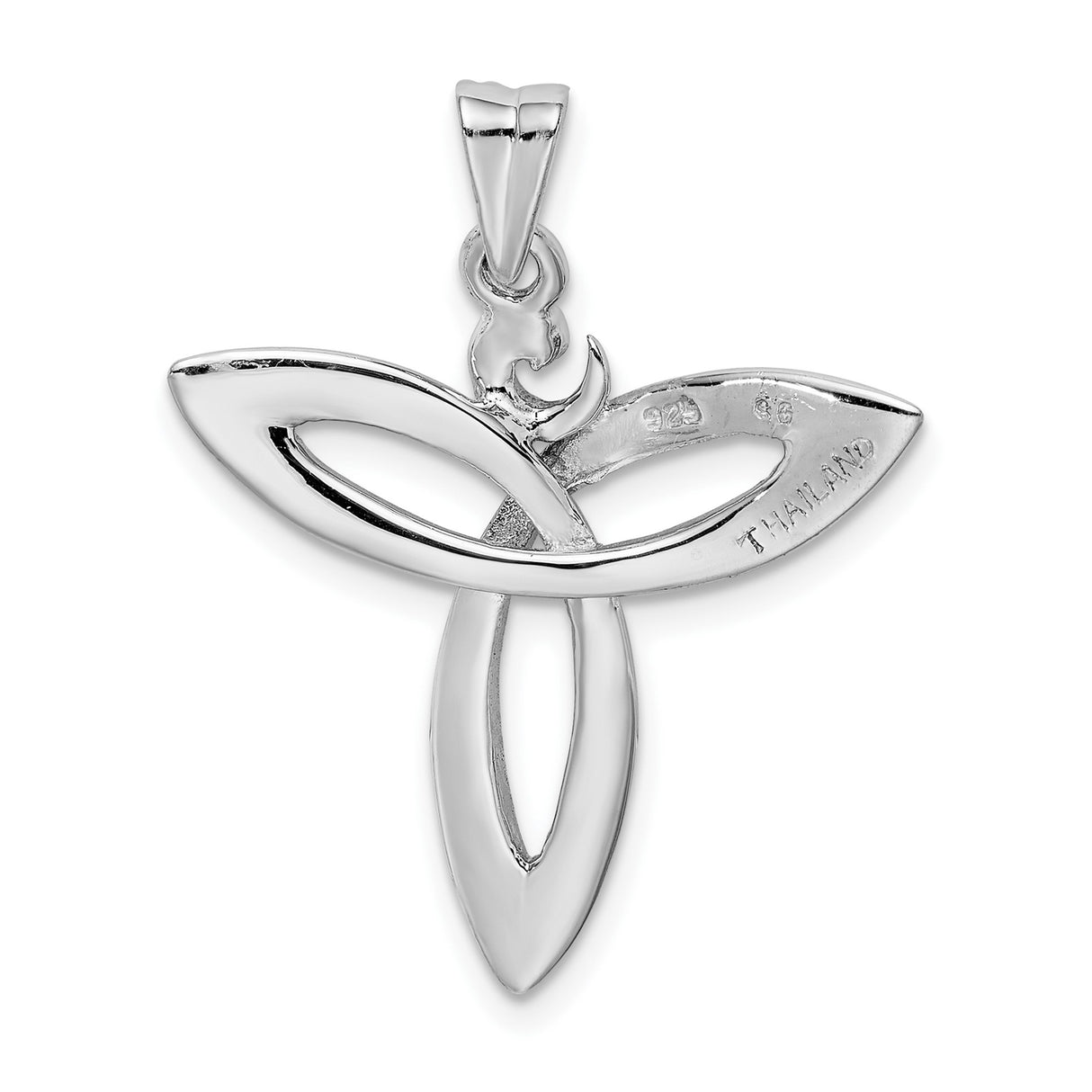 Sterling Silver Celtic Triquetra Pendant with Angel Design and Openwork Knot Symbolism