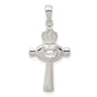 CZ Heart Claddagh Symbol Latin Cross Charm Pendant in Real 925 Sterling Silver