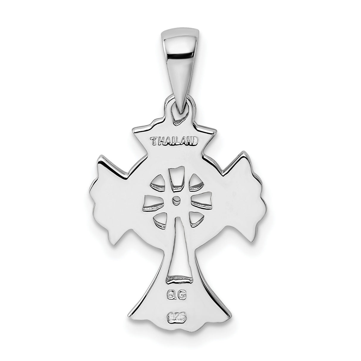 Sterling Silver Celtic Cross Pendant with Floral Charm Design for Men and Women