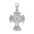 Sterling Silver Celtic Cross Pendant with Floral Charm Design for Men and Women