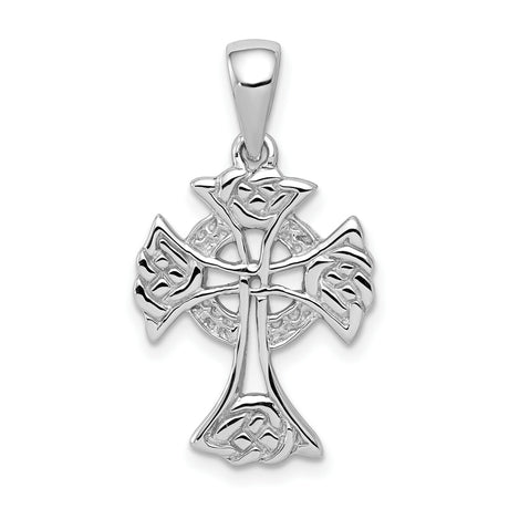 Sterling Silver Celtic Cross Pendant with Floral Charm Design for Men and Women