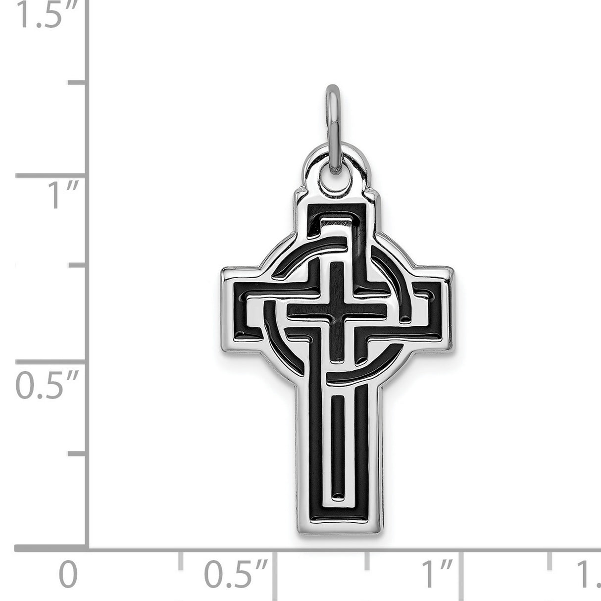 Sterling Silver Cross Pendant with Black Enamel Celtic Knot Design for Men and Women