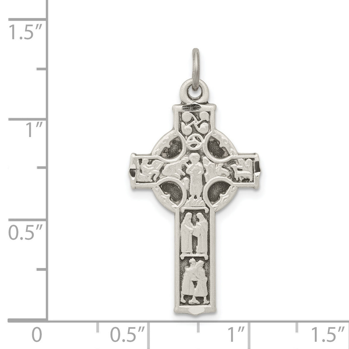 Celtic Cross With Biblical Figures Charm Pendant in Real 925 Sterling Silver
