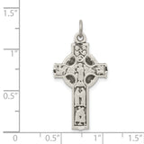 Celtic Cross With Biblical Figures Charm Pendant in Real 925 Sterling Silver