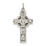Celtic Cross With Biblical Figures Charm Pendant in Real 925 Sterling Silver